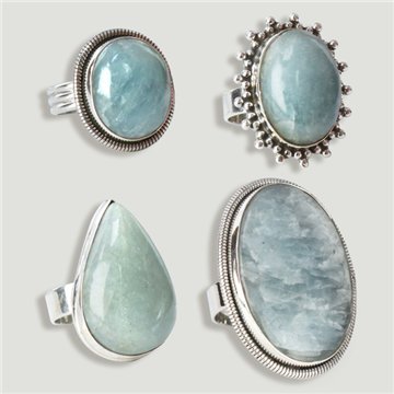 Bague Argent AQUAMARINE Ajustable (PRIX AU GRAMME)