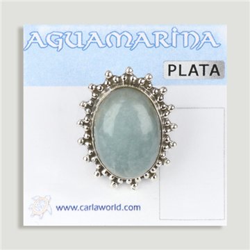 Anillo Plata Ajustable AGUAMARINA (PRECIO POR GRAMO)
