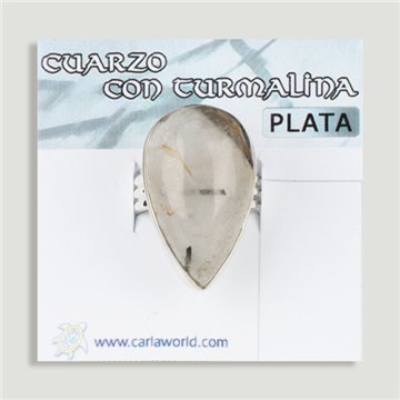 Anillo Plata ajustable . Cuarzo Turmalina. De 6 a 8gr. (PRECIO POR GRAMO)