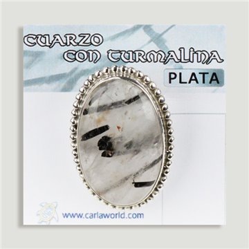 Anillo Plata ajustable . Cuarzo Turmalina. De 6 a 8gr. (PRECIO POR GRAMO)