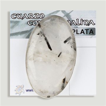 Anillo Plata ajustable . Cuarzo Turmalina. De 6 a 8gr. (PRECIO POR GRAMO)