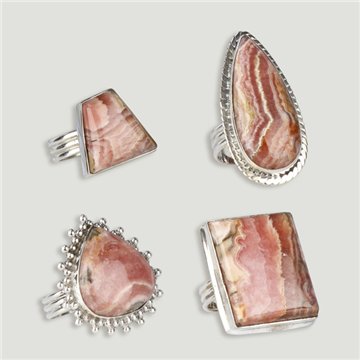 Anillo plata ajustable . Rodocrosita. 5 a 12gr. (PRECIO POR GRAMO)