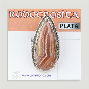 Anillo plata ajustable . Rodocrosita. 5 a 12gr. (PRECIO POR GRAMO)