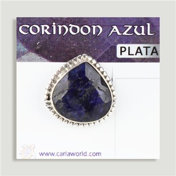 Anillo Plata ajustable . Corindon azul. De 6 a 10gr. (PRECIO POR GRAMO)