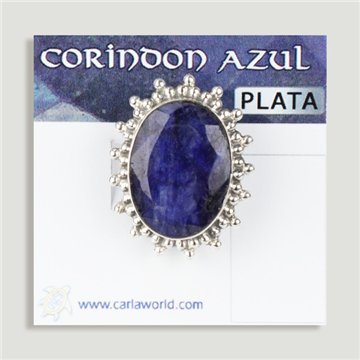 Anillo Plata ajustable . Corindon azul. De 6 a 10gr. (PRECIO POR GRAMO)