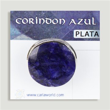 Anillo Plata ajustable . Corindon azul. De 6 a 10gr. (PRECIO POR GRAMO)