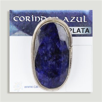 Anillo Plata ajustable . Corindon azul. De 6 a 10gr. (PRECIO POR GRAMO)