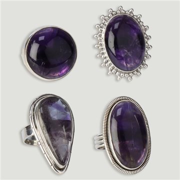 Anillo Plata ajustable . Amatista. De 7 a 10gr. (PRECIO POR GRAMO)