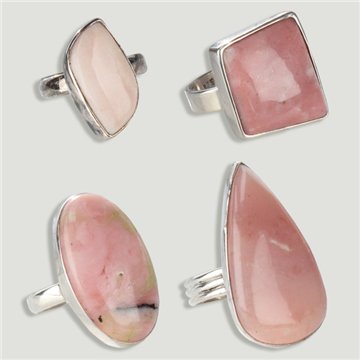Bague en argent ouvert. Opale rose. De 6 à 9gr. (PRIX PAR GRAMME)
