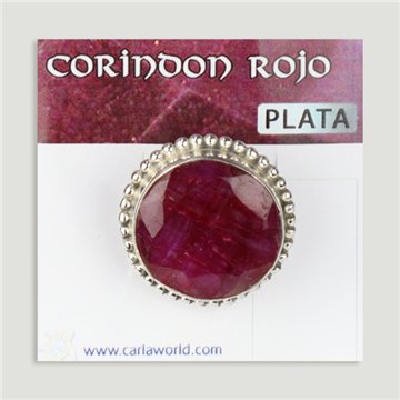 Anillo Plata ajustable . Corindon rojo. Partir 5gr. (PRECIO POR GRAMO)