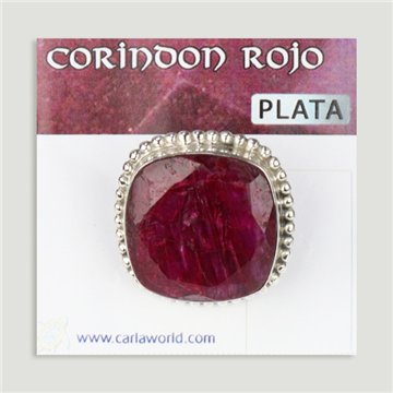 Anillo Plata ajustable . Corindon rojo. Partir 5gr. (PRECIO POR GRAMO)