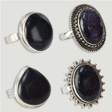 Anillo Plata AVENTURINA ORO AZUL ajustable . A partir 7gr.  (PRECIO POR GRAMO)
