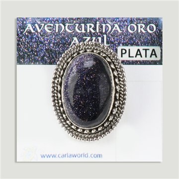 Anillo Plata AVENTURINA ORO AZUL ajustable . A partir 7gr.  (PRECIO POR GRAMO)