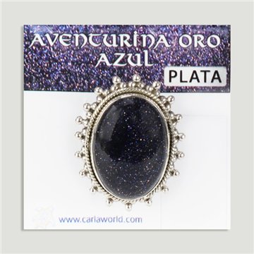 Anillo Plata AVENTURINA ORO AZUL ajustable . A partir 7gr.  (PRECIO POR GRAMO)