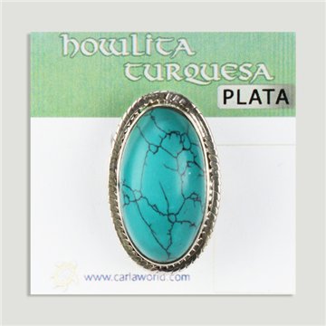 Anillo Plata ajustable . Howlita Turquesa. De 7 a 9gr. (PRECIO POR GRAMO)