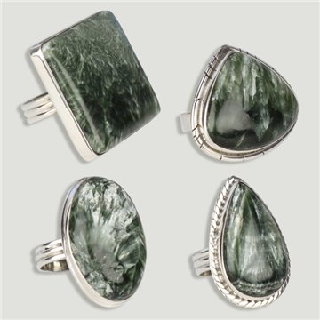 Bague en argent ouvert. Serafinite. De 6 à 8gr. (PRIX PAR GRAMME)
