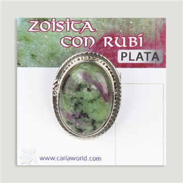 Anillo plata ajustable . Cabujón Zoisita Rubí. 5 a 12gr. (PRECIO POR GRAMO)