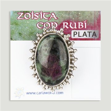 Anillo plata ajustable . Cabujón Zoisita Rubí. 5 a 12gr. (PRECIO POR GRAMO)