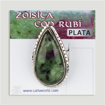 Anillo plata ajustable . Cabujón Zoisita Rubí. 5 a 12gr. (PRECIO POR GRAMO)