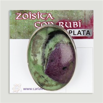 Anillo plata ajustable . Cabujón Zoisita Rubí. 5 a 12gr. (PRECIO POR GRAMO)