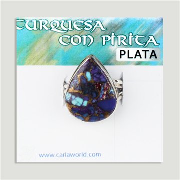 Anillo cabujón Plata Turquesa con Pirita lila. A partir 5gr. (PRECIO POR GRAMO)