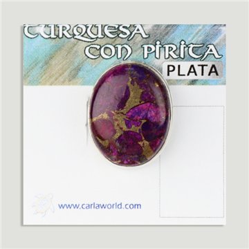 Anillo cabujón Plata Turquesa con Pirita lila. A partir 5gr. (PRECIO POR GRAMO)