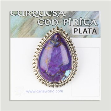 Anillo cabujón Plata Turquesa con Pirita lila. A partir 5gr. (PRECIO POR GRAMO)
