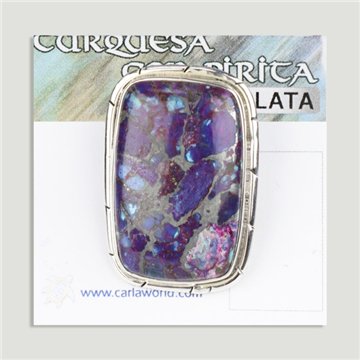 Anillo cabujón Plata Turquesa con Pirita lila. A partir 5gr. (PRECIO POR GRAMO)