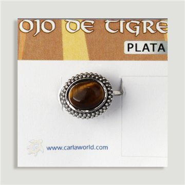 Anillo Plata cabujón. Ojo de tigre.