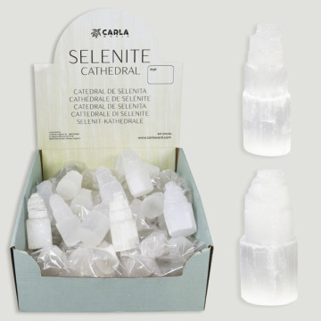 SELENITE CATHEDRAL. Peça parcialmente esculpida. 2x6 cm