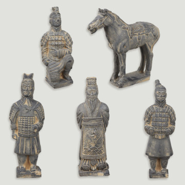 Set of 5 Terracotta Xian Warriors Figures – 5x16 cm / 13x13 c