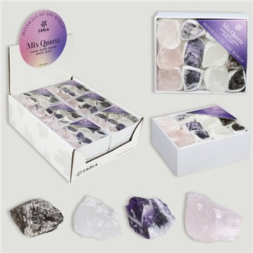 MIX QUARTZ. Mini Raw BoxAssorted Quartz. 8x10x4cm
