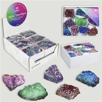 AURA AMETHYST. Box mini Amatista Aura mixto. 8x10x4cm