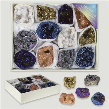 Mineral Box. Mixed Aura Geode Druzy. 17x13x4cm