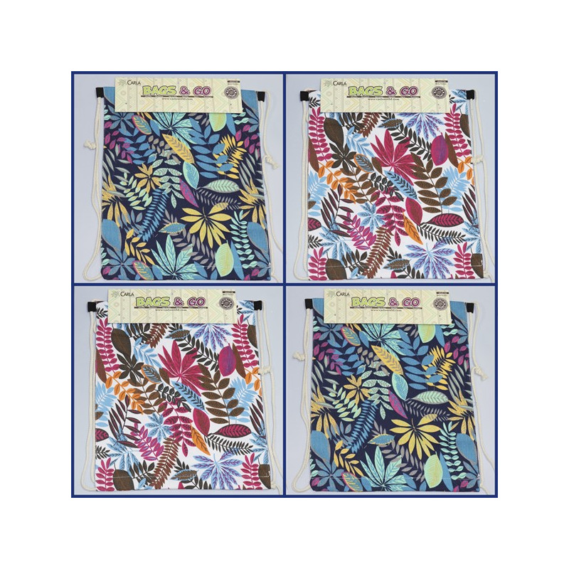 Backpack with drawstring. Model: Assorted leaves Backpack with drawstring. Model: Assorted leaves