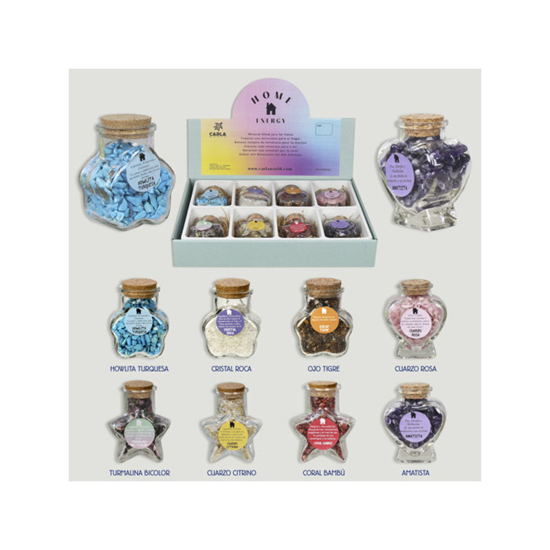HOME ENERGY. Flower jar 6x7x4. Assorted minerals HOME ENERGY. Flower jar 6x7x4. Assorted minerals