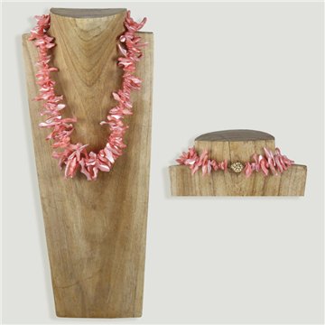 Collar nácar chip irregular en degrade. Color coral