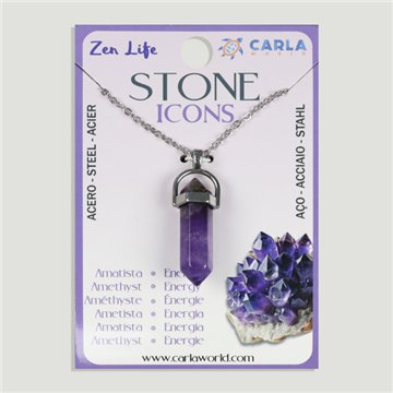 Mineral Point Pendant with Chain. Amethyst
