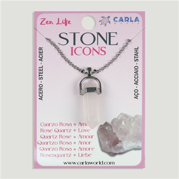 Colgante Punta Mineral con cadena. Cuarzo Rosa