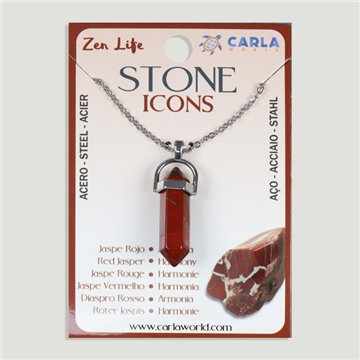 Mineral Point Pendant with Chain. Red Jasper