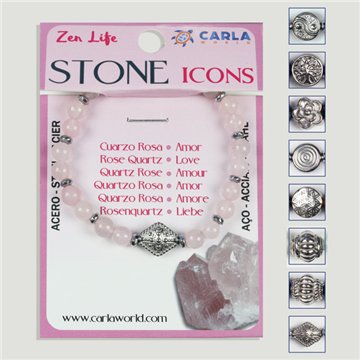 Pulsera mineral. Bola 6mm. Cuarzo Rosa