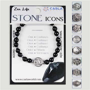 Pulsera mineral. Bola 6mm. Ónix