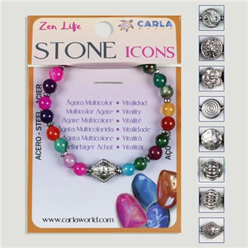 Mineral Bracelet. 6mm Ball. Multicolor Agate