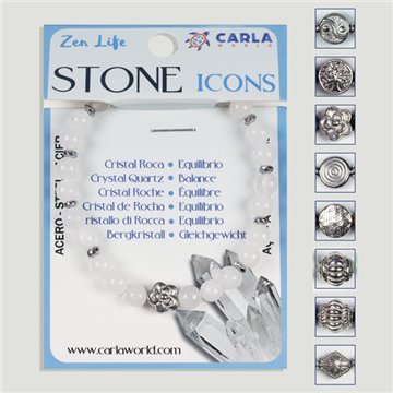 Pulsera mineral. Bola 6mm. Cuarzo Cristal