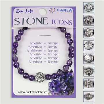 Mineral bracelet. 6mm ball. Amethyst
