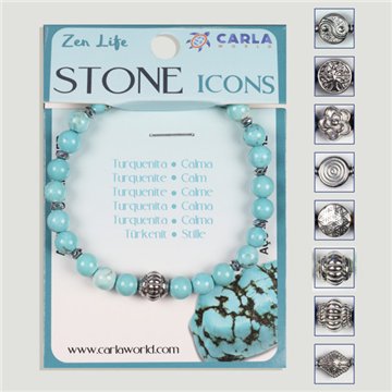 Pulsera mineral. Bola 6mm. Turquenita