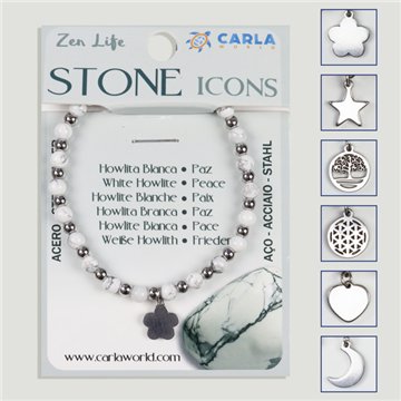 Pulsera mineral. Bola 4mm. Howlita blanca