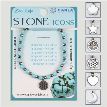 Pulsera mineral. Bola 4mm. Turquenita