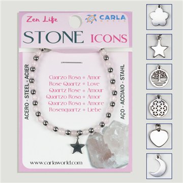 Pulsera mineral. Bola 4mm. Cuarzo Rosa
