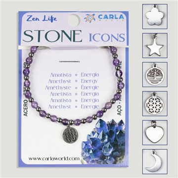 Pulsera mineral. Bola 4mm. Amatista